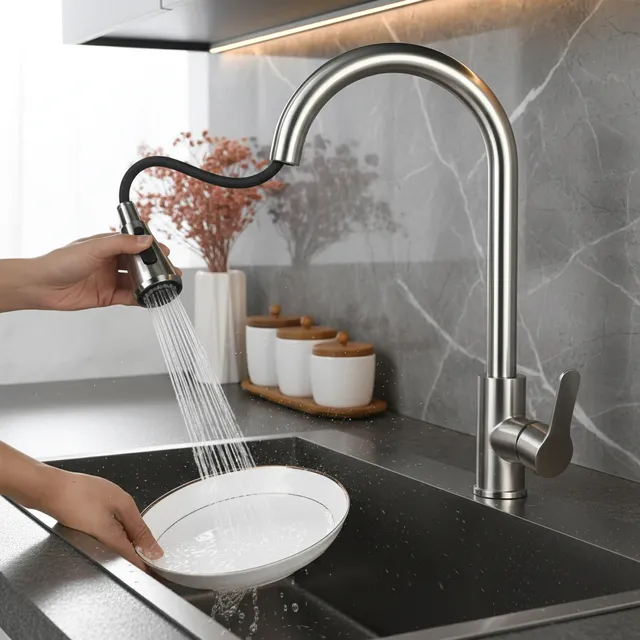 Robinet de cuisine en acier inoxydable avec…
