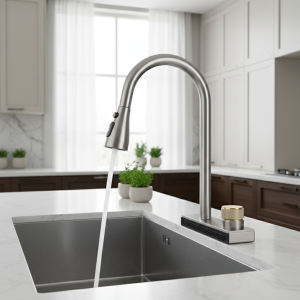 Cascade d&rsquo;eau froide et chaude en acier inoxydable, trou unique, peut tourner, multifonction, cuisine, 304