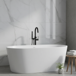 HOBathtub en laiton noir avec pommeau de douche, pulvérisateur de bidet, buse de cuisine murale, robinet de centre commercial chaud et froid