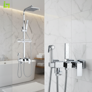 Ensemble de robinets de douche chromés argent pluie, mitigeur de baignoire entièrement en métal, 4 voies avec Bidet en acier inoxydable de haute qualité Ensemble de robinets de douche chromés argent pluie, mitigeur de baignoire entièrement en métal, 4 voies avec Bidet en acier inoxydable de haute qualité