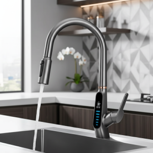 Robinet de cuisine tout en cuivre, robinet à affichage numérique intelligent, évier extractible chaud et froid, purificateur d’eau enfichable Robinet de cuisine tout en cuivre, robinet à affichage numérique intelligent, évier extractible chaud et froid, purificateur d’eau enfichable