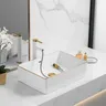 Évier de table en céramique blanche avec bord doré – vue 1
