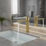 Robinets de salle de bains en acier inoxydable 304, mélangeur de lavabo en or brossé, robinet d&rsquo;évier, robinet de lavabo gastronomique, robinet d&rsquo;eau chaude et froide gris