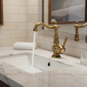 Robinet d&rsquo;eau chaude et froide à poignée unique, décoration de la maison, salle de bains, mitigeur d&rsquo;évier, robinet d&rsquo;eau chaude et froide en laiton Antique