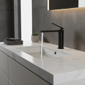 Becola robinet de lavabo noir salle de bains mitigeur d&rsquo;eau chaude et froide en laiton mitigeur d&rsquo;évier de lavabo haut/court