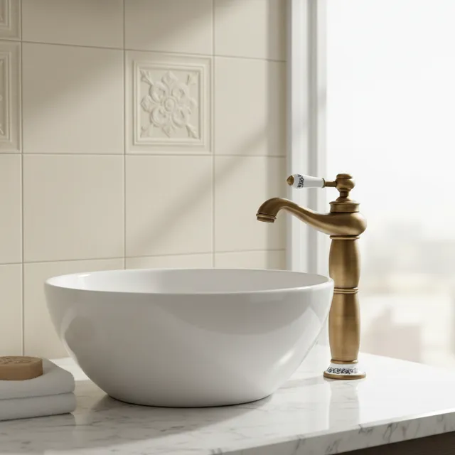 Robinet de salle de bains en laiton Vintage