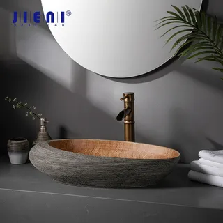 JIENI Art céramique salle de bain évier ensemble ovale lavabo Antique…