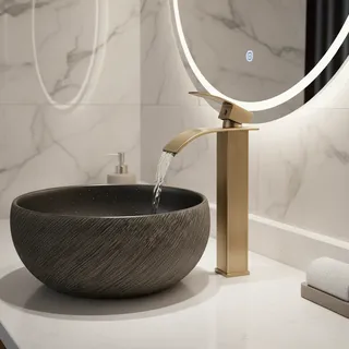 Mitigeur lavabo monolevier hauteur élevée bec cascade plat courbé…