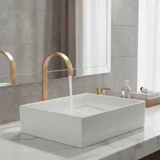 Mitigeur lavabo vasque bec cascade laiton brossé or rose corps carré…