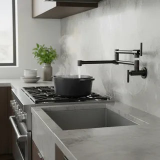 Bagnolux robinet d'évier de cuisine en laiton chromé noir brossé