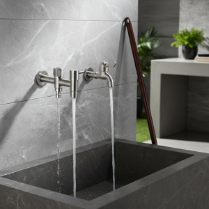 Lavabo de jardin en acier inoxydable, vadrouille d&rsquo;extérieur brossée murale, 304