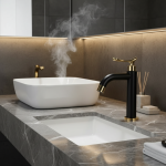 HOBasin-Robinet de ark à poignée unique, robinet d&rsquo;eau froide en acier inoxydable 304, robinet de ark noir et or