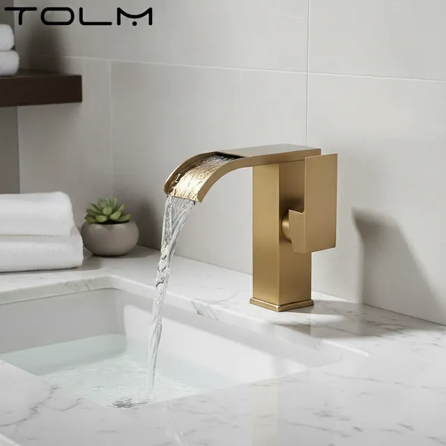 TOLM robinets de lavabo dorés brossés