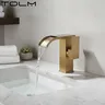 TOLM robinets de lavabo dorés brossés – vue 1