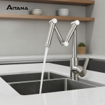 AITANA-Évier de cuisine simple en laiton et dégradbrossé, design rpm et 2 fonctions pour eau froide et chaude, centre commercial