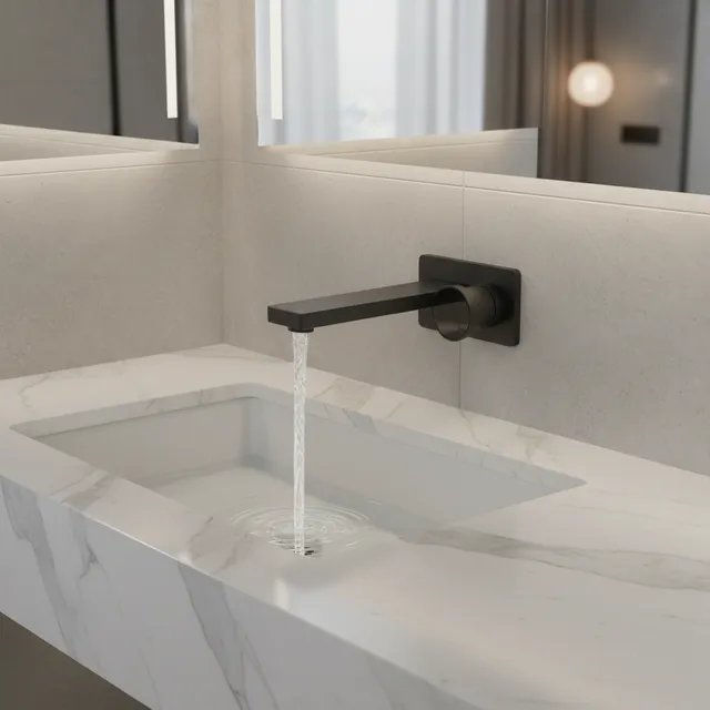 Robinet de lavabo de salle de bains en laiton noir