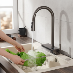 Robinet d&rsquo;évier monté sur pont pour eau chaude et froide, robinet de cuisine en cascade, affichage de la température