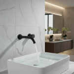 Robinet de grue de centre commercial froid et chaud encastré, montage mural, creux, bec de 15, 21, 26cm, noir, chrome, dégrad, laiton, robinets de lavage