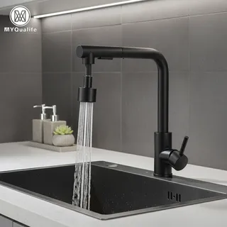 Robinet d'évier de cuisine extractible noir