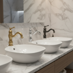 Robinet mitigeur de lavabo de salle de bains, mitigeur à poignée unique, trou unique en laiton, eau chaude/froide, Style palais, robinet rétro monté sur le pont