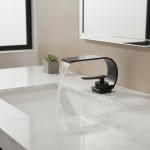 BAKALA robinets de lavabo, robinets de lavabo en laiton noir de comptoir monté sur le pont, cascade de salle de bains, robinet d&rsquo;évier, robinets mélangeurs de lavage carrés de lavabo