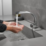 Robinet de centre commercial monté HOSink monté sur pont haut et court, acier inoxydable, eau chaude et froide