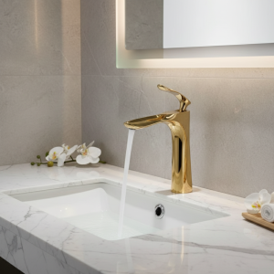 Robinet de lavabo en feuille d’érable dorée, pour usage domestique chaud et froid, lavabo surélevé, lavabo de comptoir, robinet à trou unique Robinet de lavabo en feuille d’érable dorée, pour usage domestique chaud et froid, lavabo surélevé, lavabo de comptoir, robinet à trou unique