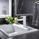 Robinet de lavabo en acier inoxydable 304, mitigeur de lavabo chaud et froid, robinetterie de salle de bains en acier inoxydable blanc et noir grue à levier unique