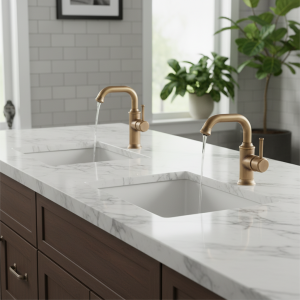 Robinet de lavabo Cooper mélangeur d&rsquo;évier en laiton salle de bains mitigeur d&rsquo;eau chaude et froide robinet de montage sur pont bec pivotant robinets de lavabo ZR246