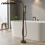 Robinets de baignoire Antique/noir, robinet de baignoire autoportant monté au sol, ensemble de douche, robinet mitigeur de remplissage de baignoire pour salle de bains XT379