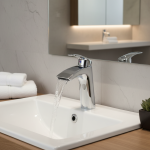 Robinet de lavabo chromé brillant, salle de bains, robinets mélangeurs cascade montés sur le pont en laiton, robinet mitigeur d&rsquo;eau chaude et froide à poignée unique