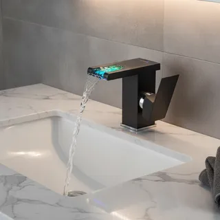 Robinet de lavabo noir LED de luxe