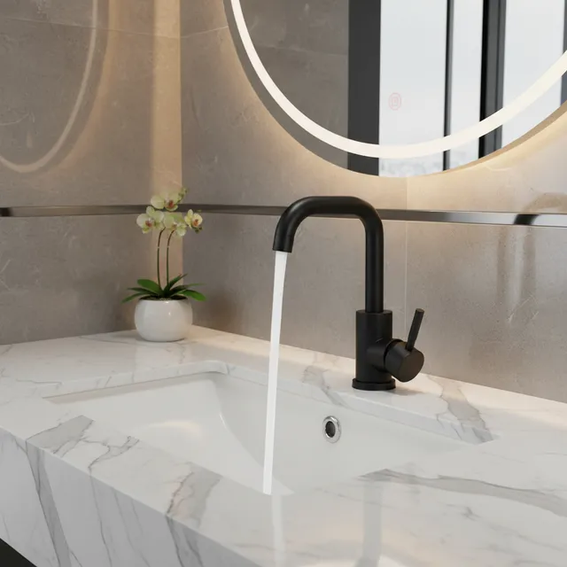 Robinet de lavabo de salle de bains en Nickel noir