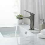 NHLYX nouveau robinet d&rsquo;évier de salle de bains moderne poignée unique lavabo monté sur le pont robinet d&rsquo;eau noyau en laiton mélangeur chaud et froid Torneira Pia