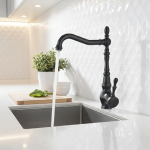 Shinesia – robinet de cuisine en Bronze noir, mitigeur d&rsquo;eau chaude et froide monté sur le pont de l&rsquo;évier de la salle de bain