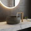mitigeur lavabo vasque monocommande bronze antique bec plat lame cascade corps cylindrique levier supérieur installation trou design contemporain