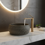 Bassin en laiton chaud et froid, robinet d&rsquo;eau monté sur le pont, bronze antique, F/05 ets