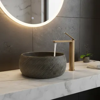Mitigeur lavabo vasque monocommande bronze antique bec plat lame…