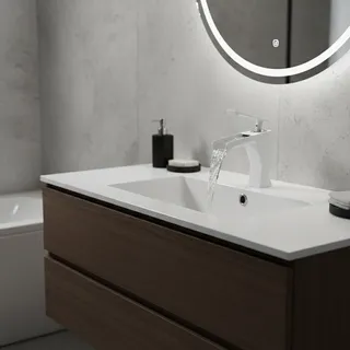 Stenoc robinet de lavabo cascade moderne en laiton blanc