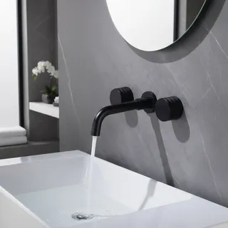 Robinet de salle de bains noir de luxe encastré