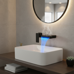 ZAPBAG-Bassin d’Evier Mural à LED en Laiton Solide Noir, Cascade, Robinet de Baignoire, Centre Commercial, 256 ZAPBAG-Bassin d’Evier Mural à LED en Laiton Solide Noir, Cascade, Robinet de Baignoire, Centre Commercial, 256