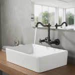 Robinet d&rsquo;évier mural en laiton massif, antique, brossé, bronze noir, centre commercial chaud et froid, 360