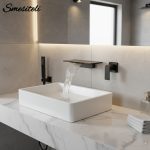 Smesiteli cascade laiton noir mat, baignoire robinet de baignoire mélangeur de bain ensemble de douche, cascade en laiton, eau chaude et froide murale