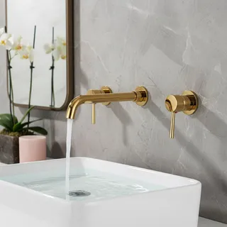Robinet de lavabo en or brossé/noir