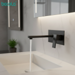 BECOLA Noir Style 256 Laiton Noir Bassin Mural ancités Poignée Unique centre commercial Robinet Eau Chaude et Froide LT-320RB