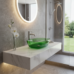 HORectangméthanol-Évier de navire au-dessus du comptoir, bassin en résine, comparateur de couleur, 9077