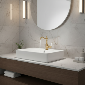 Robinet de lavabo de salle de bains en or antique 360 °   Robinet de lavabo rotatif de luxe en laiton, mitigeur chaud et froid, robinet de lavabo, toilettes, WC, vanité Garantie de 3 ans sur le robinet à une poignée