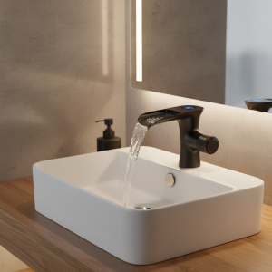 Robinet de lavabo noir salle de bains température chaude et froide affichage numérique cascade en laiton bassin mélangeur d’eau d’évier grue nouvelle arrivée Robinet de lavabo noir salle de bains température chaude et froide affichage numérique cascade en laiton bassin mélangeur d’eau d’évier grue nouvelle arrivée