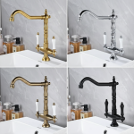 Robinet de lavabo en laiton, mitigeur de salle de bains, robinet de lavabo noir/Chrome, robinet de lavabo chaud et froid à poignée unique 85538