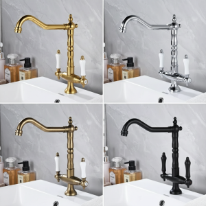 Robinet de lavabo en laiton, mitigeur de salle de bains, robinet de lavabo noir/Chrome, robinet de lavabo chaud et froid à poignée unique 85538